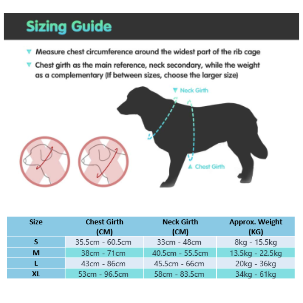 Dog harness | Sizing Guide | Paw Palz 